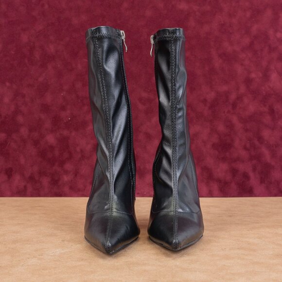 Azalea Wang Women Iceman Black Vegan Leather Pointy Toe Fashion Party Boots sz 7 - Picture 3 of 8